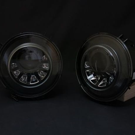 ベンツ Gクラス W463 ゲレンデ バイキセノン用 7連 LED付 ヘッドライトケース インナーブラック 商品番号3465