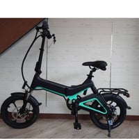 電動 折りたたみ 自転車 耐荷重150kg 充電式 ブラック/グリーン 商品番号4565