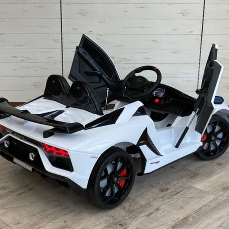 ランボルギーニ社公認 アヴェンタドールSVJ 子供用電動乗用ミニカー ホワイト ライセンス商品 商品番号4451