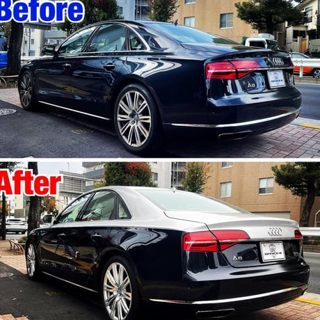 アウディ A8 4H ハーフラッピング施工 グロスシルバー