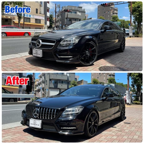 取付工賃込!! ベンツ CLSクラス W218/X218 前期 パナメリカーナグリル 縦フィン/GTR仕様 商品番号4352