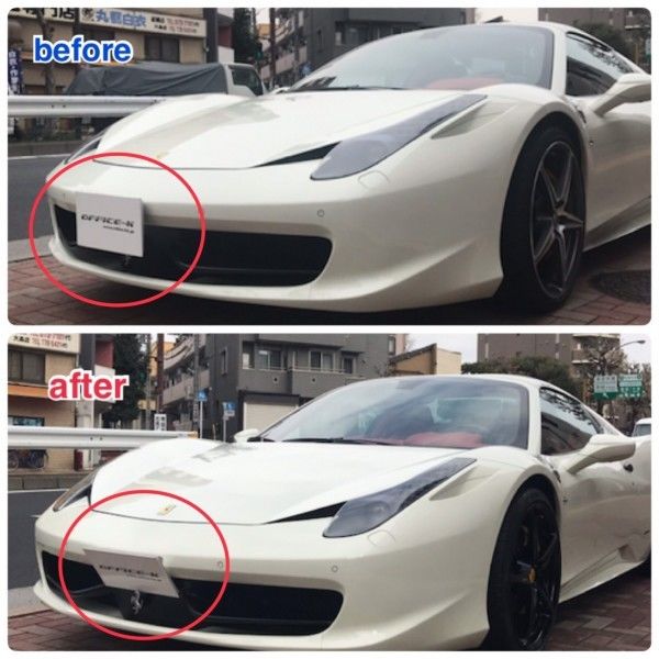 フェラーリ　458 ナンバープレートステー フェラーリ 458 ディーラー車用ナンバーステー Ferrari 跳ね馬が