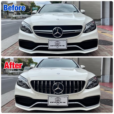 取付工賃込!! ベンツ Cクラス W205 前期 AMG C63専用 パナメリカーナグリル 商品番号4371