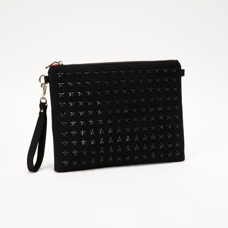 GLAMJAM スタッズバッグ　クラッチバッグ　L-A4サイズ HOSHI×ブラック×ブラック×レッド　 グラムジャム