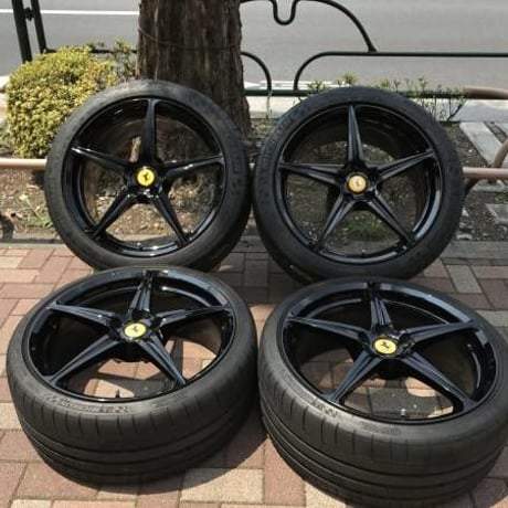 中古 フェラーリ F458 純正オプション 5本スポーク 20インチ ブラックペイント済 ミシュラン タイヤ付