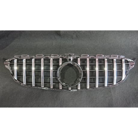 取付工賃込!! ベンツ Cクラス W205 後期 カメラ付用 パナメリカーナグリル 縦フィン/GTR仕様 商品番号4979-4484