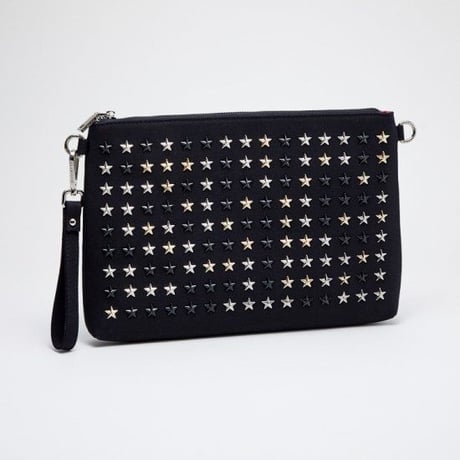 GLAMJAM スタッズバッグ　クラッチバッグ　L-A4サイズ HOSHI×ブラック×ミックス×レッド　 グラムジャム
