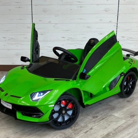 ランボルギーニ社公認 アヴェンタドールSVJ 子供用電動乗用ミニカー グリーン ライセンス商品 商品番号4453