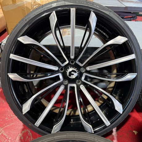 ジャンク レクサス LS500/LS500h FORGIATO MONTARE-ECL 22インチ セット ブラック/ポリッシュ LEXUS PCD120