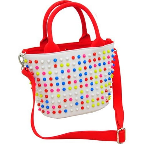 GLAMJAM スタッズONIバッグ　Sサイズ ホワイト×マルチ×レッド グラムジャム