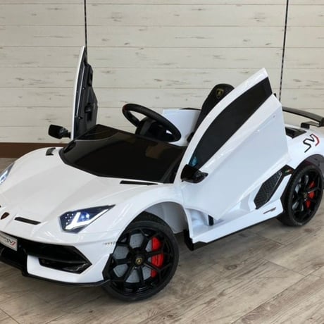ランボルギーニ社公認 アヴェンタドールSVJ 子供用電動乗用ミニカー ホワイト ライセンス商品 商品番号4451