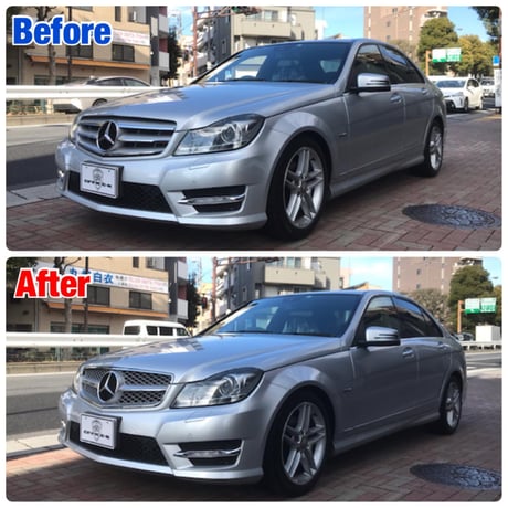 ベンツ Cクラス W204 後期C63スタイル グリル シルバー 全年式取付可能 商品番号3221