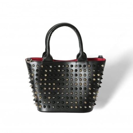 GLAMJAM スタッズバッグ　Sサイズ ONI×エコレザーブラック×ミックス×レッド グラムジャム