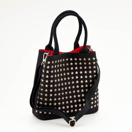GLAMJAM スタッズバッグ　Gサイズ HOSHI×ブラック×ゴールド×レッド  グラムジャム