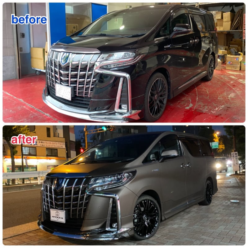 トヨタ 30 アルファード フルラッピング施工 マットブラウンメタリック