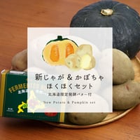 【10月上旬〜下旬発送】新じゃがコンビ(きたあかり/とうや)と都カボチャ&北海道限定発酵バター　ホクホクセット(ミニサイズじゃがのおまけ付)