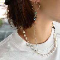淡水パール×シルバー3連リングネックレス
