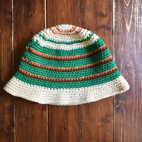 アイテムNo.11 《手編み🧶greenレトロクラッシャーハット》