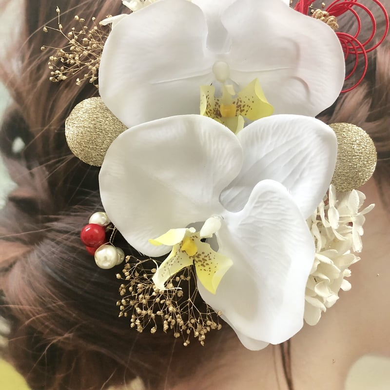 ꫛꫀꪝ✧No.1772 希少ゴールド胡蝶蘭髪飾りセット 成人式 結婚式 ꫛꫀꪝ✧No.1772 希少ゴールド胡蝶蘭髪飾りセット 成人式 結婚式