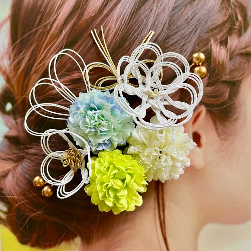 ꕤ 髪飾り 前撮り 袴髪飾り 水引 紫 青 ブルー パープル ウエディング