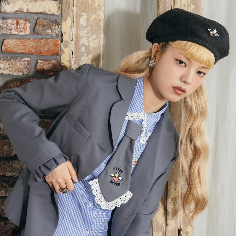 HAPPYBERRY HEIHEI ブラウス　ネクタイネックレス　パラキス HAPPY BERRY × HEIHEI ネクタイネックレス GRAY | HEIHEI