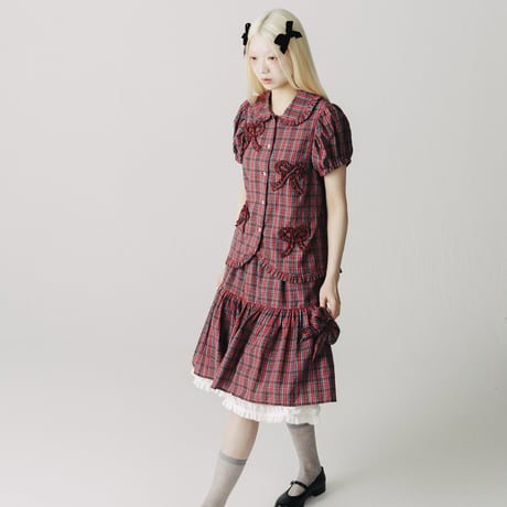 【予約商品】リボンデコレーションブラウス　RED