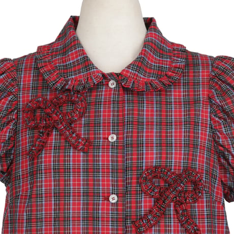 【予約商品】リボンデコレーションブラウス　RED