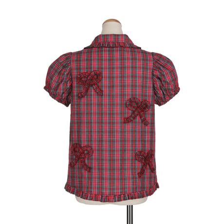 【予約商品】リボンデコレーションブラウス　RED