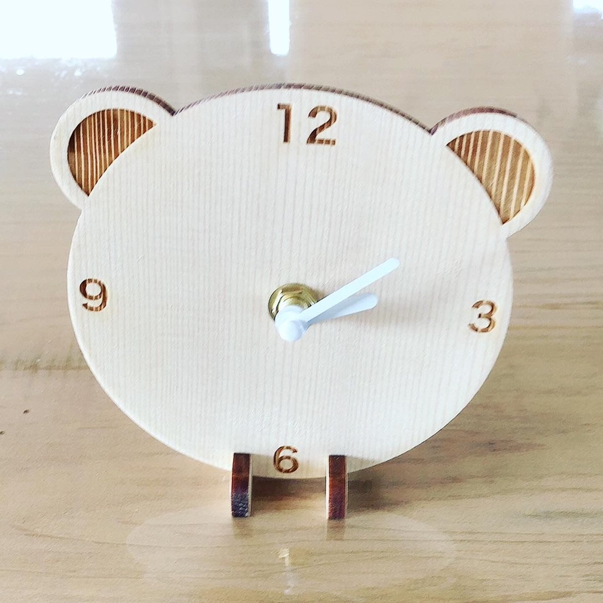 天然木のオリジナル時計キット（手作りキット）くまさん・うさぎさん