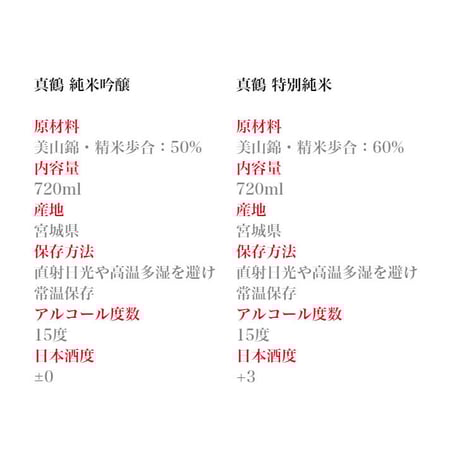 真鶴　純米吟醸・特別純米美山錦、飲み比べセット