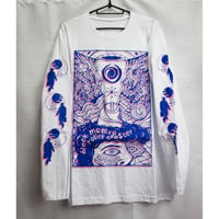 プリントロングスリーブTシャツ「3D ブラックマントラ」ホワイトLsize