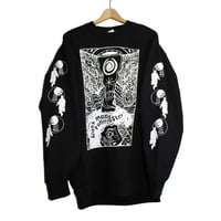 手刷り ビックシルエット プリントスウェット「ブラックマントラ」ブラックLsize