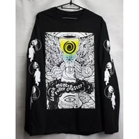 プリントロングスリーブTシャツ「スペーシー ブラックマントラ」ブラック　Msize