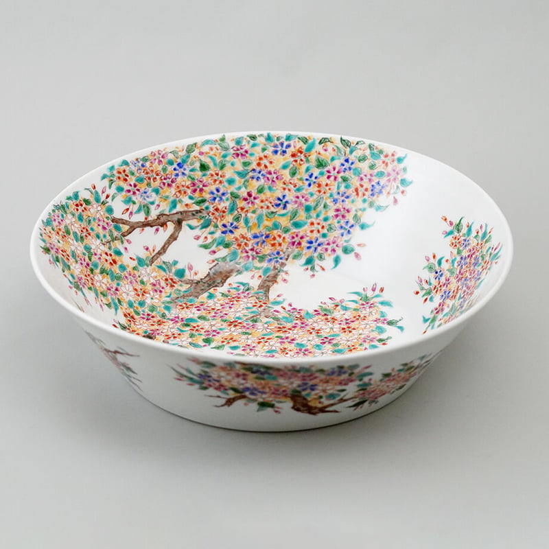 ★新品・未使用 / 一点もの / 有田焼　絵付師 平戸泰山 作 平戸泰山 「極彩赤絵」】 枝桜 大鉢 30cm | (株) 中山陶和堂 有田