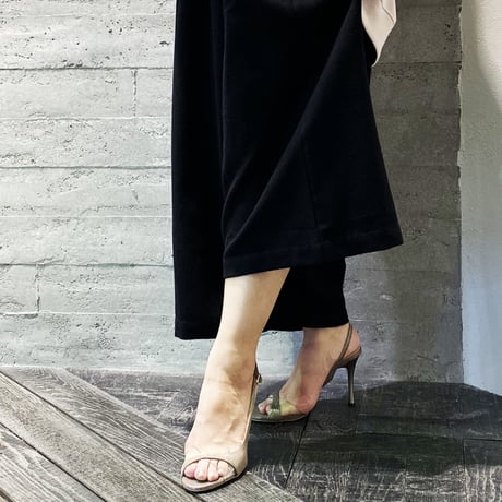 クリアバイアスデザインヒールサンダル/Clear bias design heel sandals L0220 (BROWN）