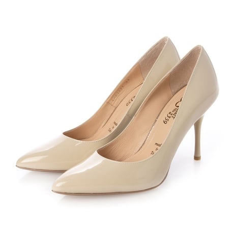 ポインテッドトゥエナメルヒールパンプス/Pointed toe enamel heel pumps L0209E (BEIGE/E）