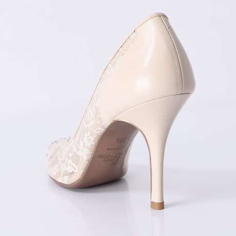 ラインストーンチュールヒールパンプス / Rhinestone tulle heel pumps L0210 (L.BEIGE）