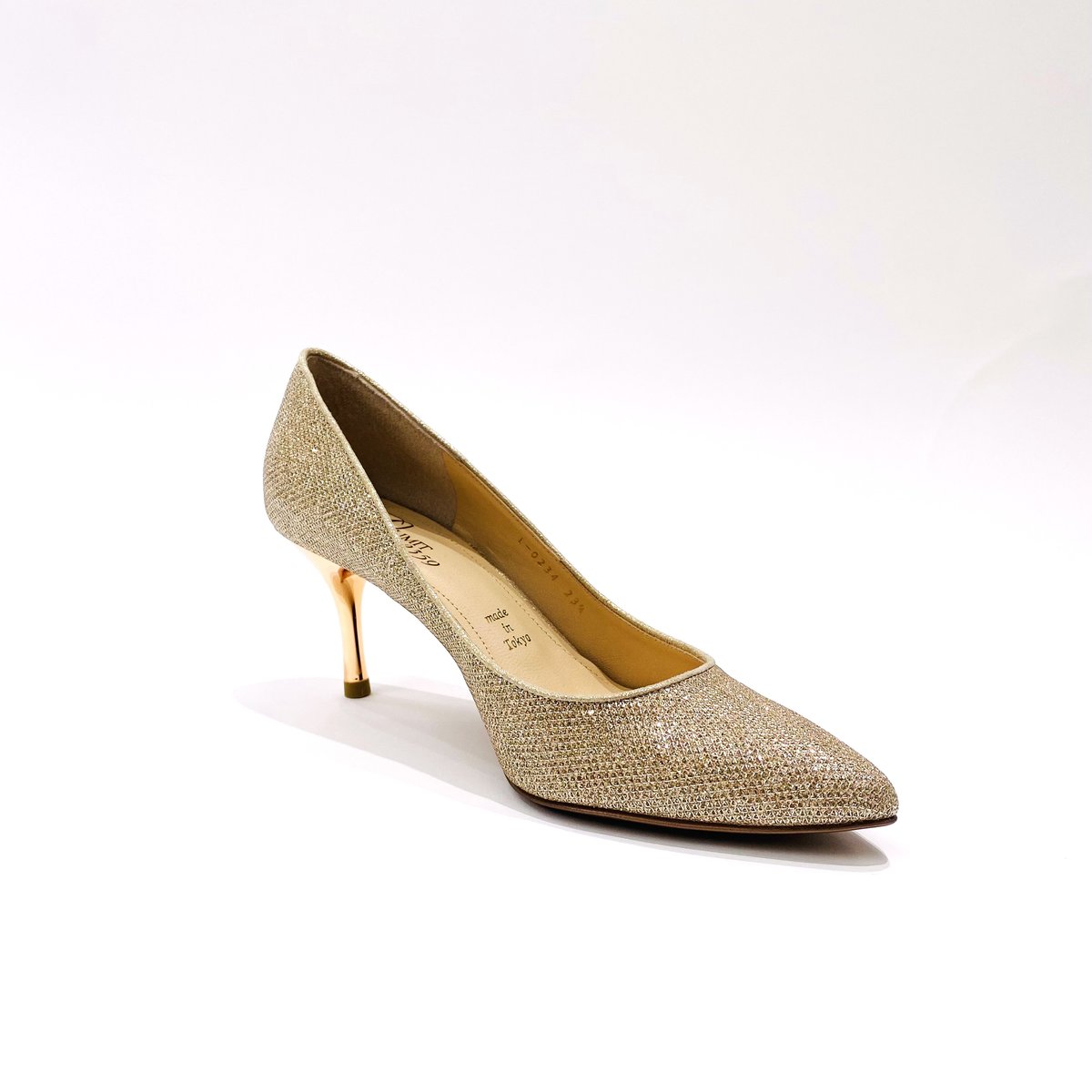 グリッターメッシュメタルヒールパンプス 7cm/Glitter mesh metal heel