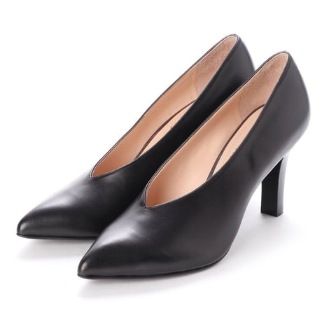ポインテッドVカットヒールパンプス/ Pointed v-cut heel pumps L0193 (BLACK）