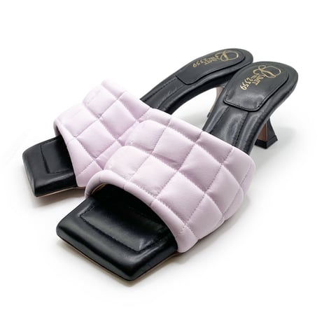 スクエアトゥキルティングミュールサンダル/Square to quilted mule sandals L0227 (LAVENDER）