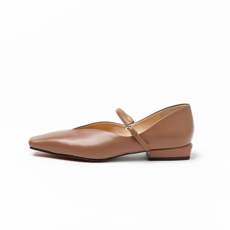 Vカットメリージェーンフラットパンプス/ V-cut Mary Jane Flat Pumps L0294 (PINK BROWN)