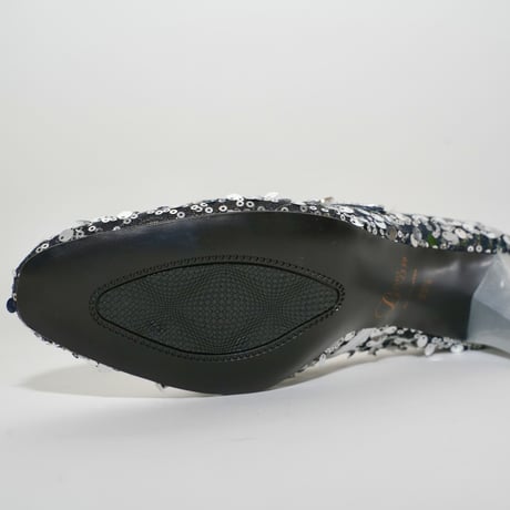 メリージェーンチュールスパンコール六角形ヒールパンプス/mary jane tulle spangle hexagon heel pamps(L0275)SILVER/SP