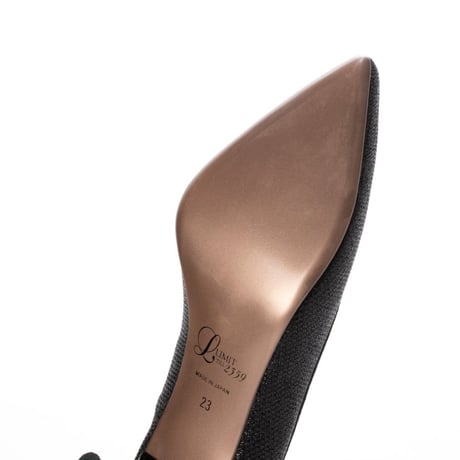 グリッターメッシュメタルヒールパンプス 7cm/Glitter mesh metal heel pumps L0234 (BLACK）
