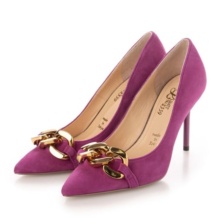チェーンデザインポインテッドヒールパンプス/Chain design pointed heel pumps L0214 (PINK/S）