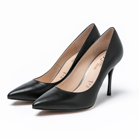 ポインテッドトゥスムースレザーヒールパンプス/Pointed toe smooth leather heel pumps L0209K(BLACK)