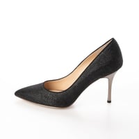 グリッターメッシュメタルヒールパンプス 9cm/Glitter mesh metal heel pumps L0235 (BLACK）