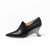 メタリックウェッジヒールブーティ/Metallic wedge heel booties L0270 (BLACK)