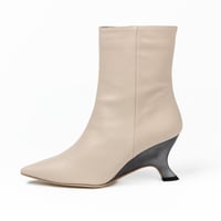 メタリックウェッジヒールショートブーツ/Metallic wedge heel short boots L0271 (BEIGE)