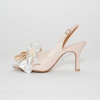 ランダムボリュームサテンリボンバックスリングサンダル/random volume satin ribbon back sling sandals L0281(L.BEIGE)