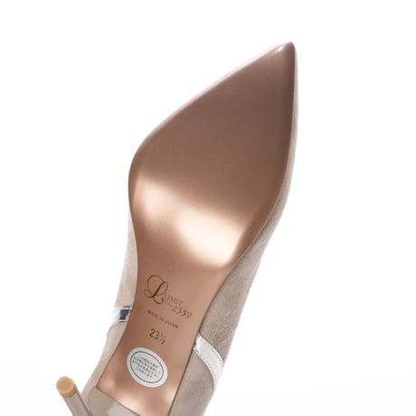 チュールコンビネーションポインテッドヒールパンプス/Tulle combination pointed heel pumps L0240 （GRAY）